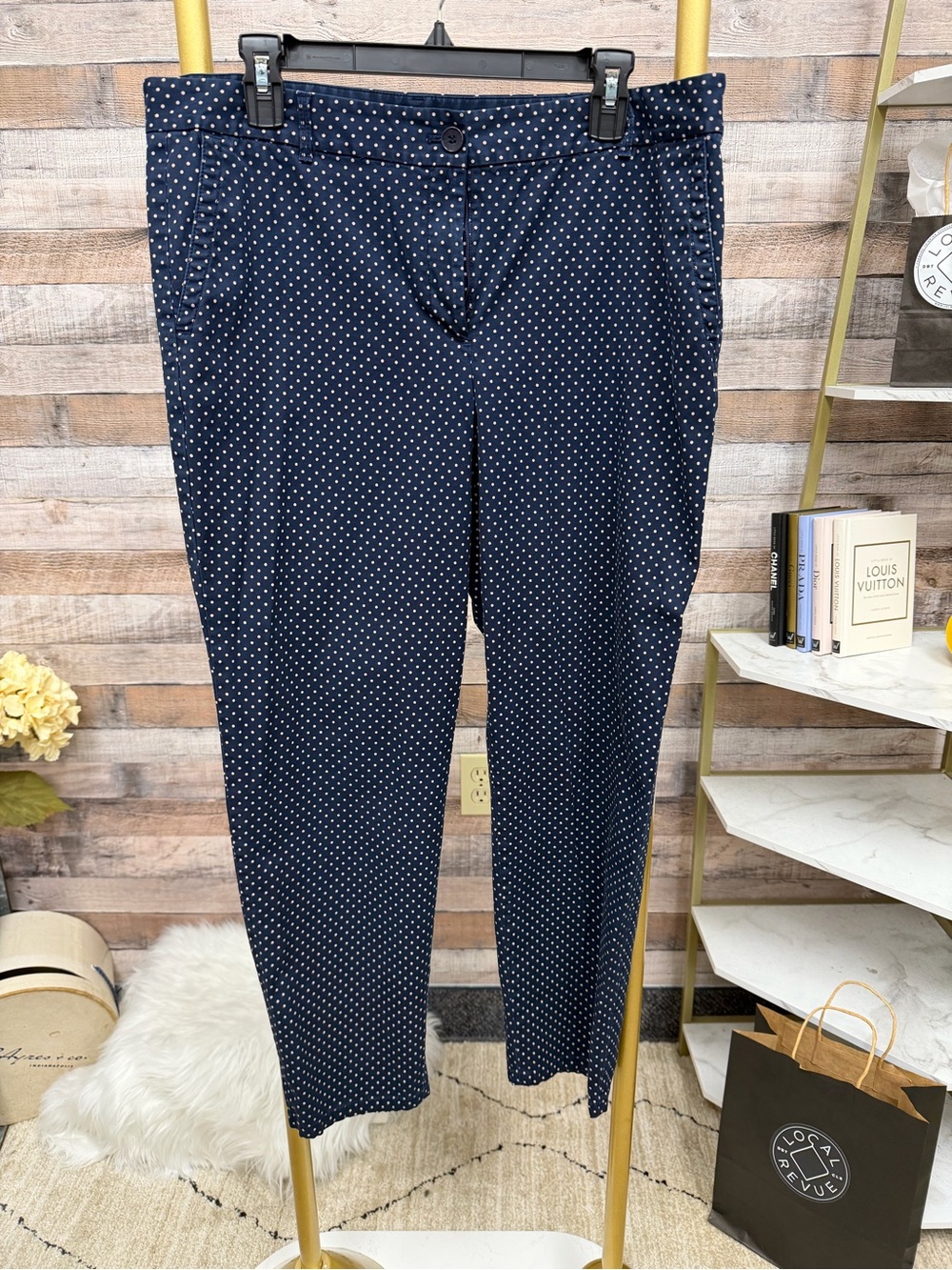 Talbots The Weekend Chino Navy Polka Dot Pants